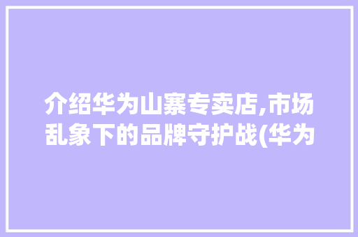 介绍华为山寨专卖店,市场乱象下的品牌守护战(华为山寨专卖店) 手机电脑