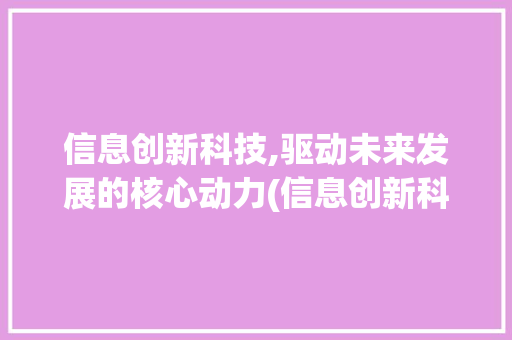 信息创新科技,驱动未来发展的核心动力(信息创新科技公司) 手机电脑