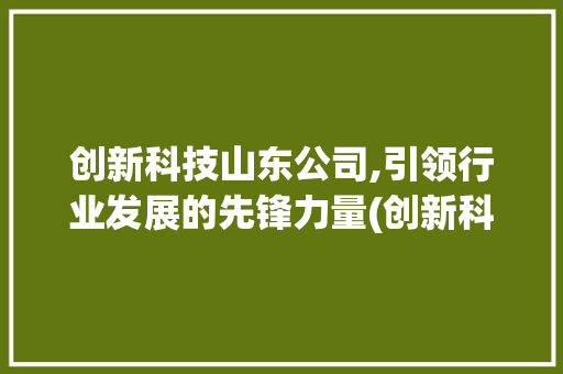 创新科技山东公司,引领行业发展的先锋力量(创新科技山东公司) 手机电脑