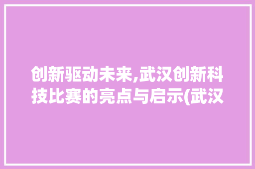 创新驱动未来,武汉创新科技比赛的亮点与启示(武汉创新科技比赛) 汽车常识