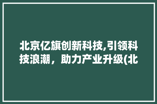 北京亿旗创新科技,引领科技浪潮，助力产业升级(北京亿旗创新科技) 健康母婴