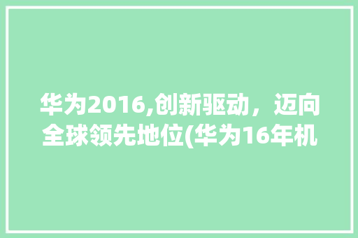 华为2016,创新驱动，迈向全球领先地位(华为16年机器) 教育法律