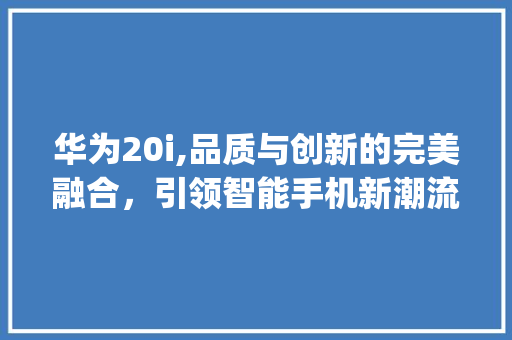 华为20i,品质与创新的完美融合，引领智能手机新潮流(购买华为20i) 汽车常识