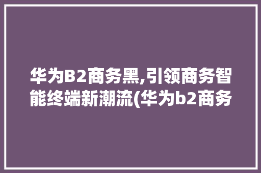 华为B2商务黑,引领商务智能终端新潮流(华为b2商务黑) 汽车常识