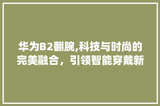 华为B2翻腕,科技与时尚的完美融合，引领智能穿戴新潮流(华为b2 翻腕) 健康母婴