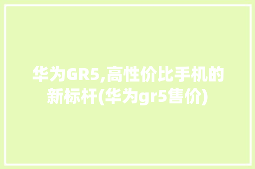 华为GR5,高性价比手机的新标杆(华为gr5售价) 健康母婴