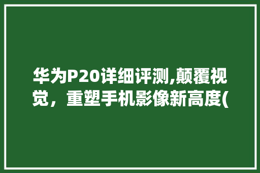 华为P20详细评测,颠覆视觉，重塑手机影像新高度(华为p20实测) 健康母婴