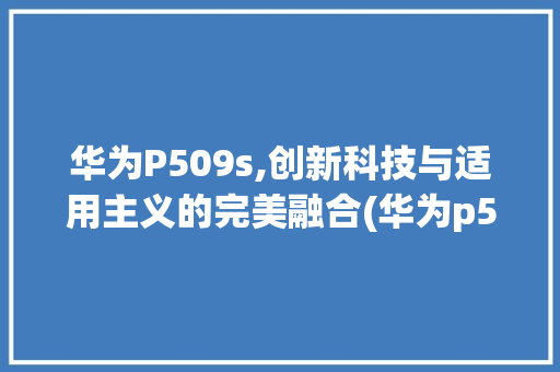 华为P509s,创新科技与适用主义的完美融合(华为p509s) 时尚穿搭