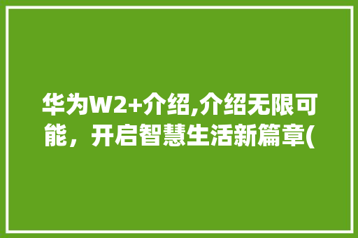 华为W2+介绍,介绍无限可能，开启智慧生活新篇章(华为w2+介绍) 时尚穿搭