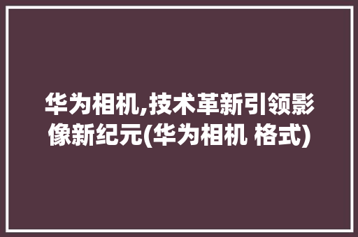 华为相机,技术革新引领影像新纪元(华为相机 格式) 美食菜谱