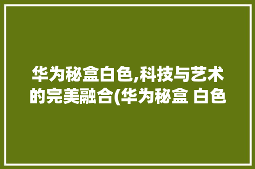 华为秘盒白色,科技与艺术的完美融合(华为秘盒 白色) 汽车常识
