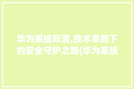 华为系统双清,技术革新下的安全守护之路(华为系统双清吗)