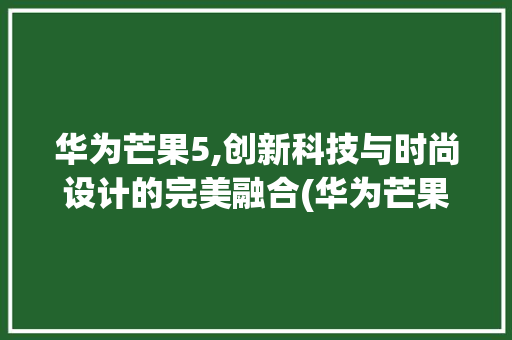华为芒果5,创新科技与时尚设计的完美融合(华为芒果5参数) 手机电脑