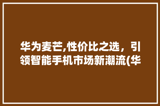 华为麦芒,性价比之选，引领智能手机市场新潮流(华为麦芒最便宜) 汽车常识