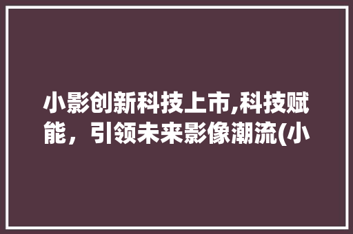 小影创新科技上市,科技赋能，引领未来影像潮流(小影创新科技上市) 汽车常识