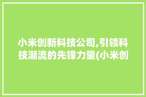 小米创新科技公司,引领科技潮流的先锋力量(小米创新科技公司) 健康母婴
