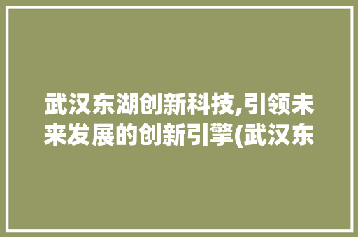 武汉东湖创新科技,引领未来发展的创新引擎(武汉东湖创新科技) 旅游攻略