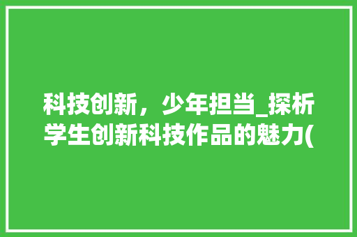 科技创新，少年担当_探析学生创新科技作品的魅力(学生创新科技作品) 汽车常识