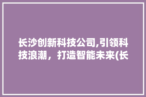 长沙创新科技公司,引领科技浪潮，打造智能未来(长沙创新科技公司) 教育法律