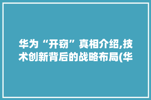 华为“开窃”真相介绍,技术创新背后的战略布局(华为终于开窃了) 汽车常识