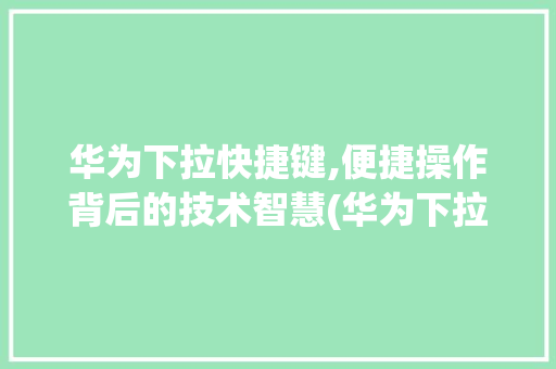 华为下拉快捷键,便捷操作背后的技术智慧(华为下拉快捷键) 美食菜谱