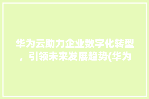 华为云助力企业数字化转型，引领未来发展趋势(华为云相关书籍) 时尚穿搭