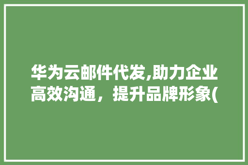 华为云邮件代发,助力企业高效沟通，提升品牌形象(华为云邮件代发) 时尚穿搭