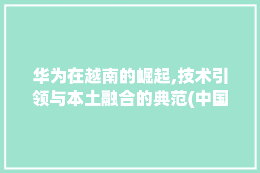 华为在越南的崛起,技术引领与本土融合的典范(中国华为越南用) 旅游攻略