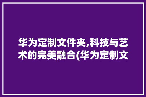华为定制文件夹,科技与艺术的完美融合(华为定制文件夹) 手机电脑