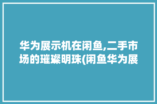 华为展示机在闲鱼,二手市场的璀璨明珠(闲鱼华为展示机) 旅游攻略