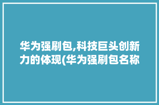 华为强刷包,科技巨头创新力的体现(华为强刷包名称)