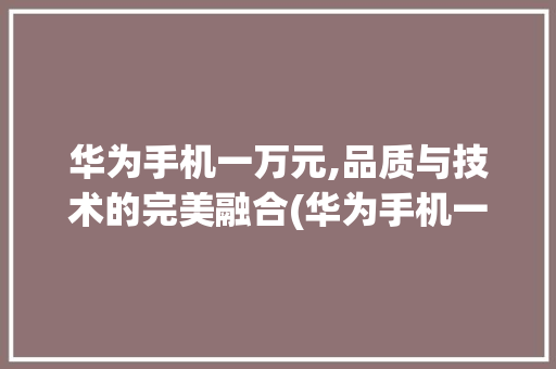 华为手机一万元,品质与技术的完美融合(华为手机一万元) 时尚穿搭