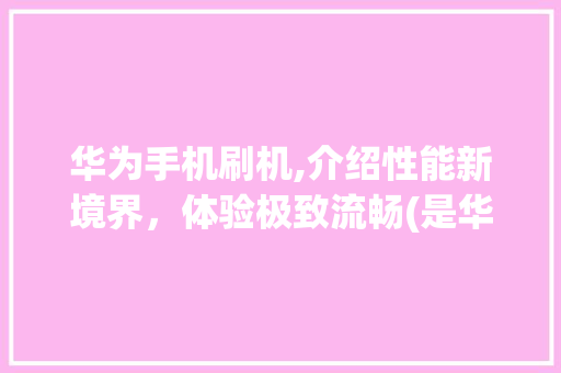 华为手机刷机,介绍性能新境界，体验极致流畅(是华为手机刷机) 旅游攻略