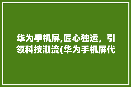 华为手机屏,匠心独运，引领科技潮流(华为手机屏代工)