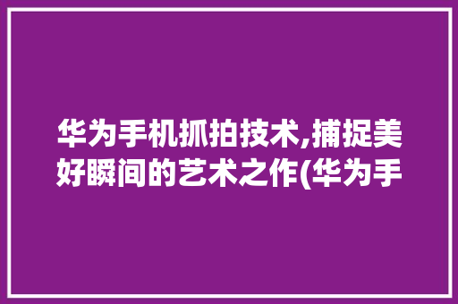 华为手机抓拍技术,捕捉美好瞬间的艺术之作(华为手机抓拍啊) 手机电脑