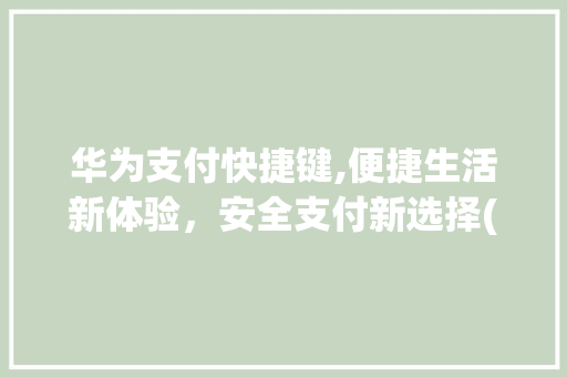 华为支付快捷键,便捷生活新体验，安全支付新选择(华为支付快捷键) 美食菜谱