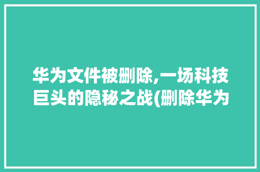 华为文件被删除,一场科技巨头的隐秘之战(删除华为 文件) 汽车常识