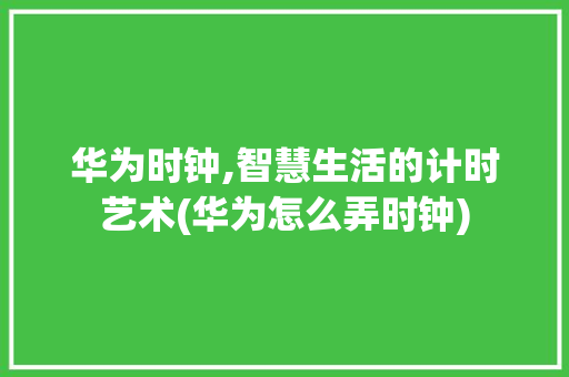 华为时钟,智慧生活的计时艺术(华为怎么弄时钟) 旅游攻略