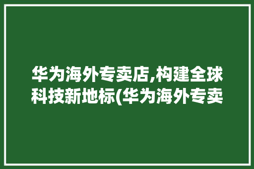 华为海外专卖店,构建全球科技新地标(华为海外专卖店) 健康母婴