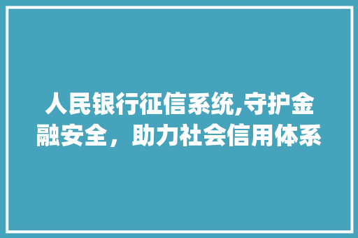 人民银行征信系统,守护金融安全，助力社会信用体系建设(人民银行网查征信) 汽车常识