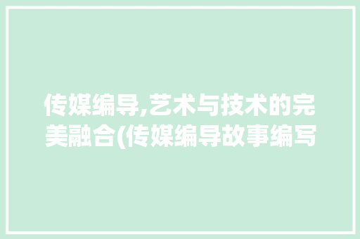 传媒编导,艺术与技术的完美融合(传媒编导故事编写)