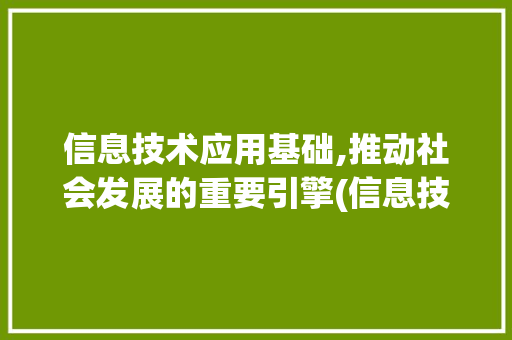 信息技术应用基础,推动社会发展的重要引擎(信息技术应用基础) 时尚穿搭