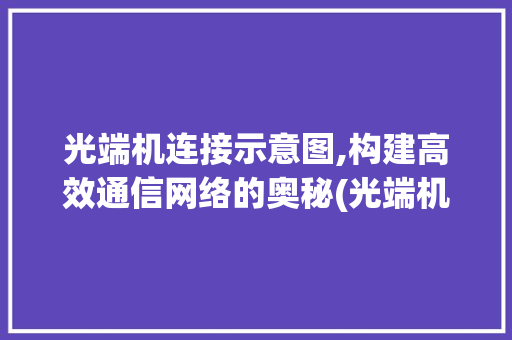 光端机连接示意图,构建高效通信网络的奥秘(光端机连接示意图) 旅游攻略