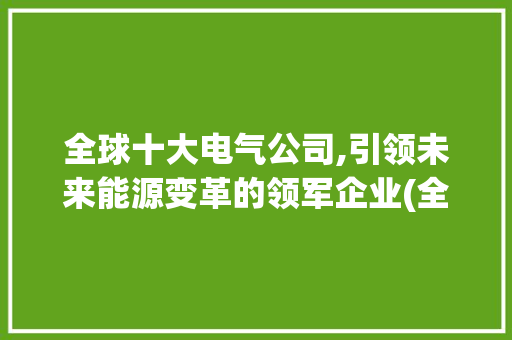 全球十大电气公司,引领未来能源变革的领军企业(全球十大电气公司) 汽车常识