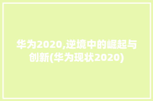 华为2020,逆境中的崛起与创新(华为现状2020) 美食菜谱