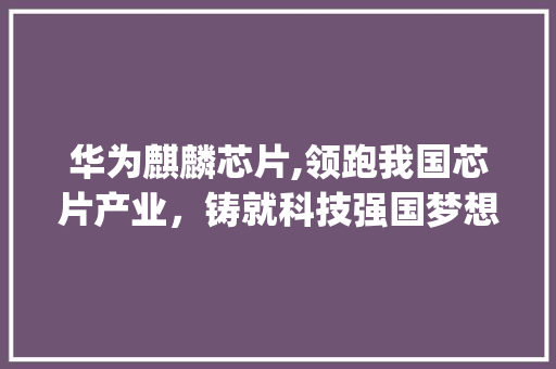 华为麒麟芯片,领跑我国芯片产业，铸就科技强国梦想(华为麒麟芯片排名) 时尚穿搭