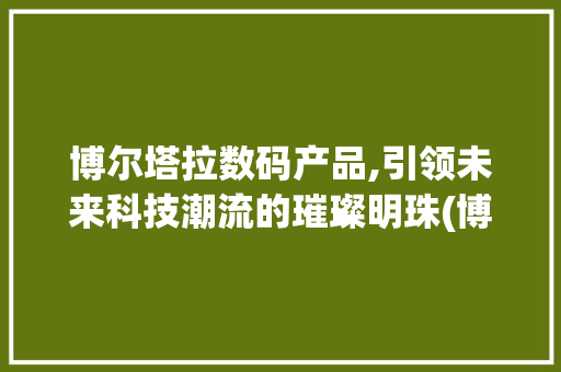 博尔塔拉数码产品,引领未来科技潮流的璀璨明珠(博尔塔拉数码产品) 手机电脑