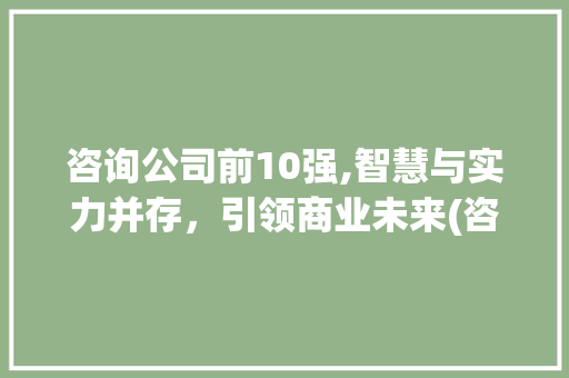咨询公司前10强,智慧与实力并存，引领商业未来(咨询公司前10强) 手机电脑