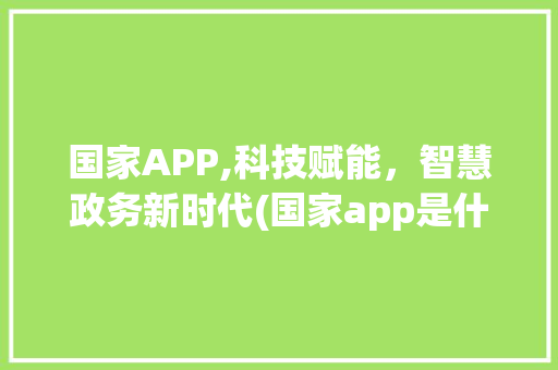 国家APP,科技赋能，智慧政务新时代(国家app是什么) 旅游攻略