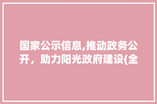 国家公示信息,推动政务公开，助力阳光政府建设(全国国家公示信息) 美食菜谱